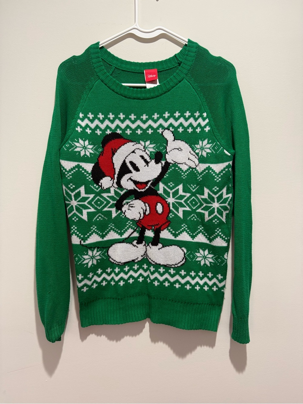 Disney Green Mickey Mouse Christmas Crewneck Sweater